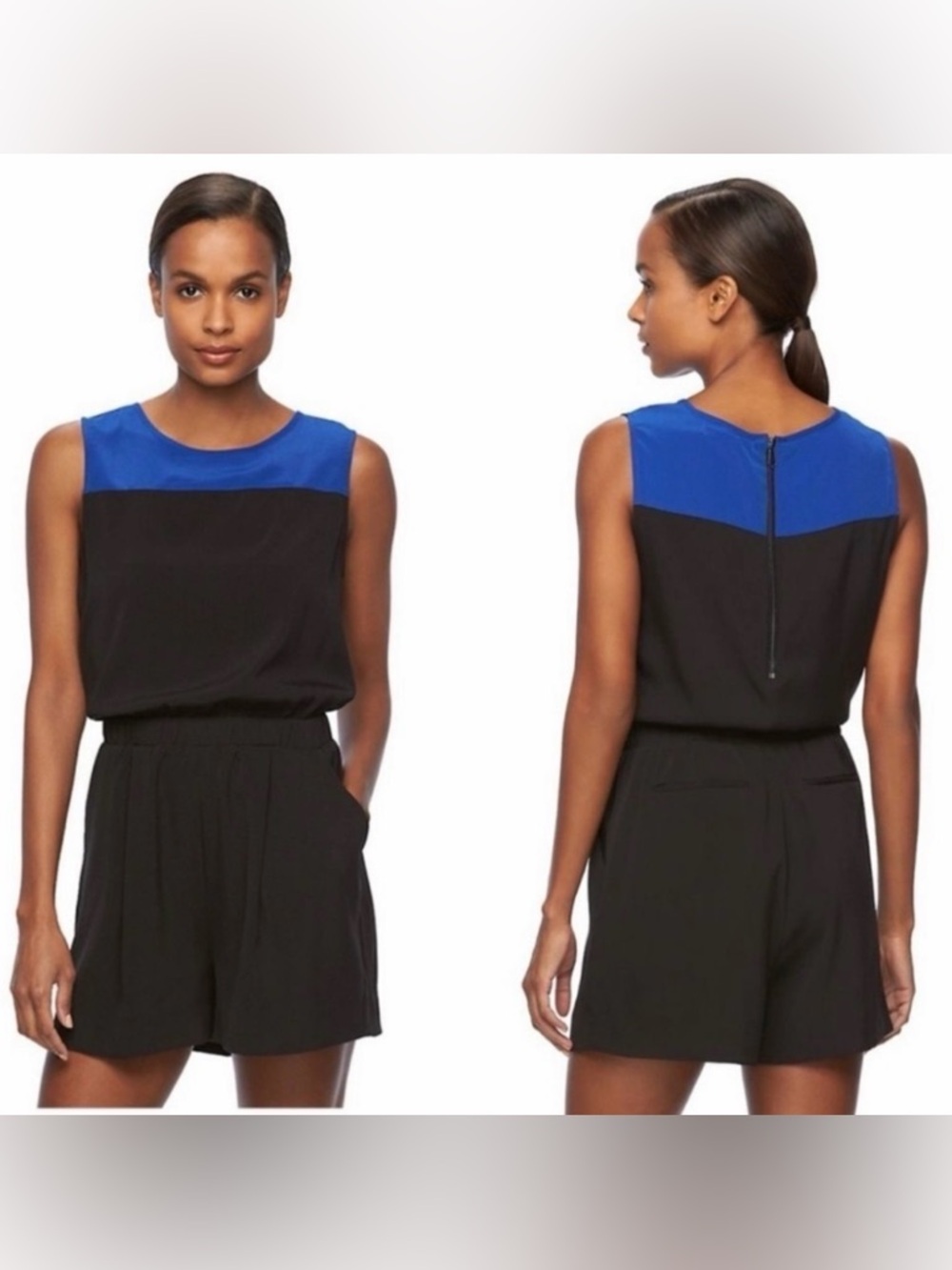 Reed Elegant Black and Blue Women's Romper